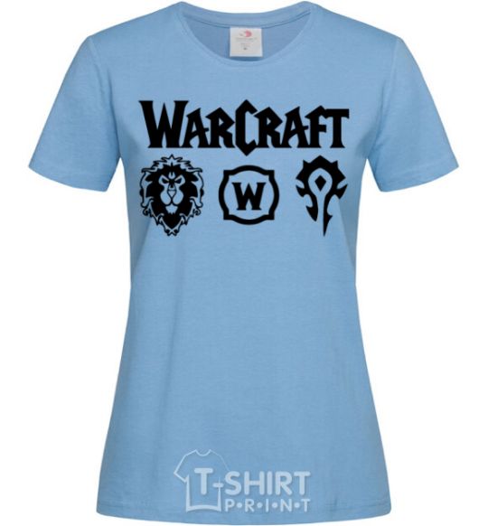 Women's T-shirt Warcraft symbols sky-blue фото