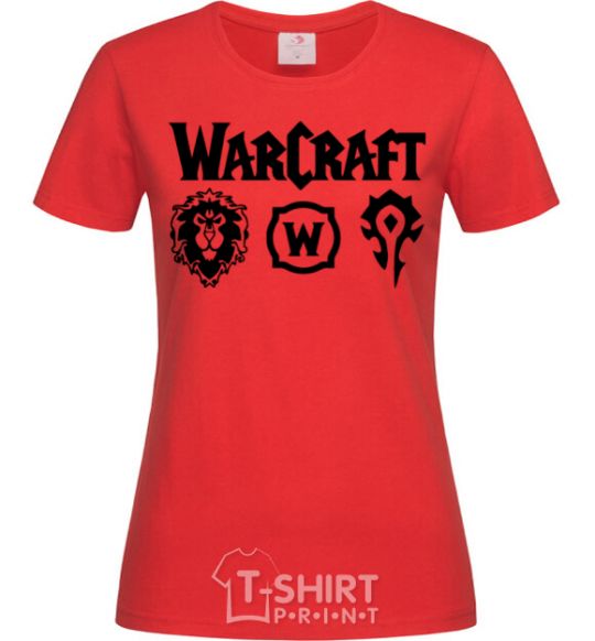 Women's T-shirt Warcraft symbols red фото