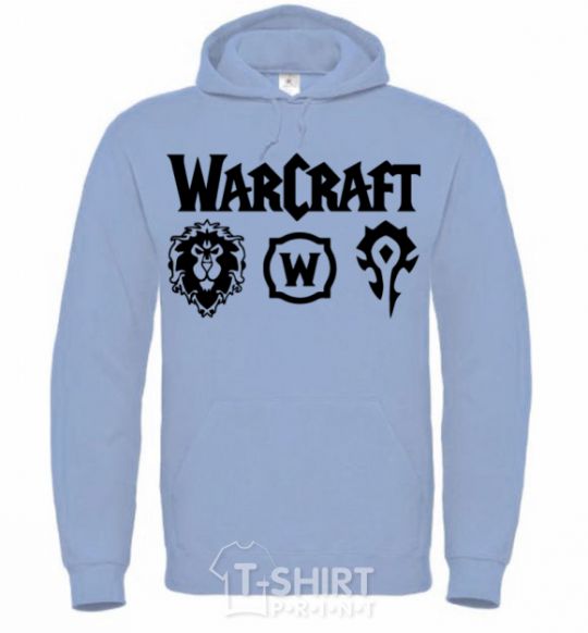 Men`s hoodie Warcraft symbols sky-blue фото