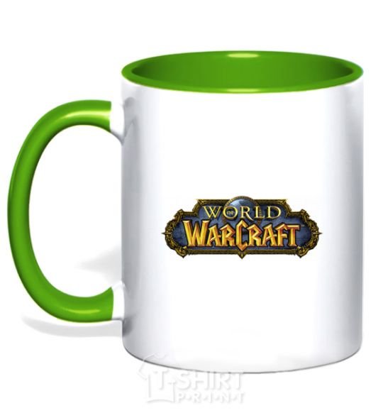 Mug with a colored handle Warcraft color logo kelly-green фото