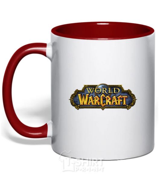 Mug with a colored handle Warcraft color logo red фото