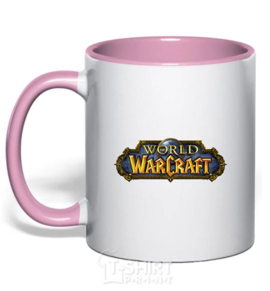 Mug with a colored handle Warcraft color logo light-pink фото