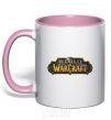 Mug with a colored handle Warcraft color logo light-pink фото