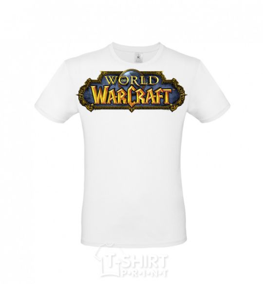 Men's T-Shirt Warcraft color logo White фото