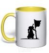 Mug with a colored handle World of Warcraft warrior yellow фото
