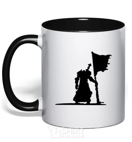 Mug with a colored handle World of Warcraft warrior black фото