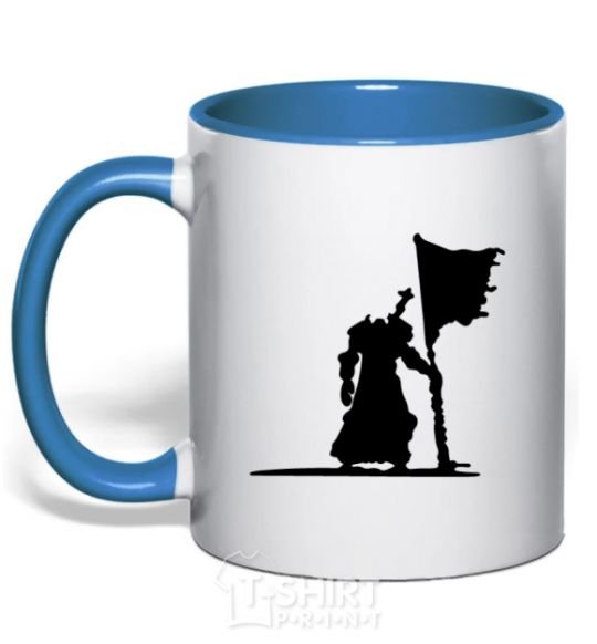 Mug with a colored handle World of Warcraft warrior royal-blue фото