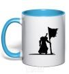 Mug with a colored handle World of Warcraft warrior sky-blue фото