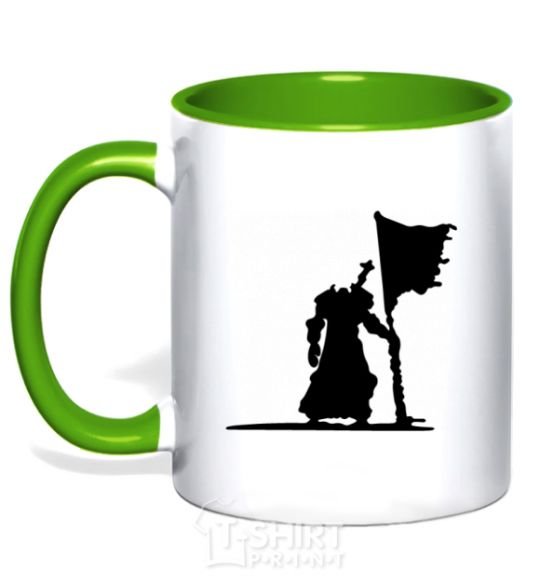 Mug with a colored handle World of Warcraft warrior kelly-green фото