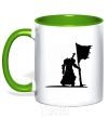 Mug with a colored handle World of Warcraft warrior kelly-green фото