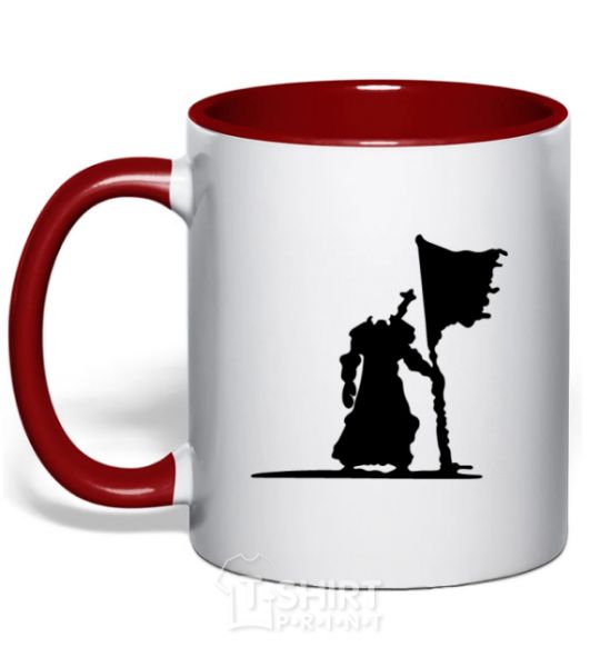 Mug with a colored handle World of Warcraft warrior red фото