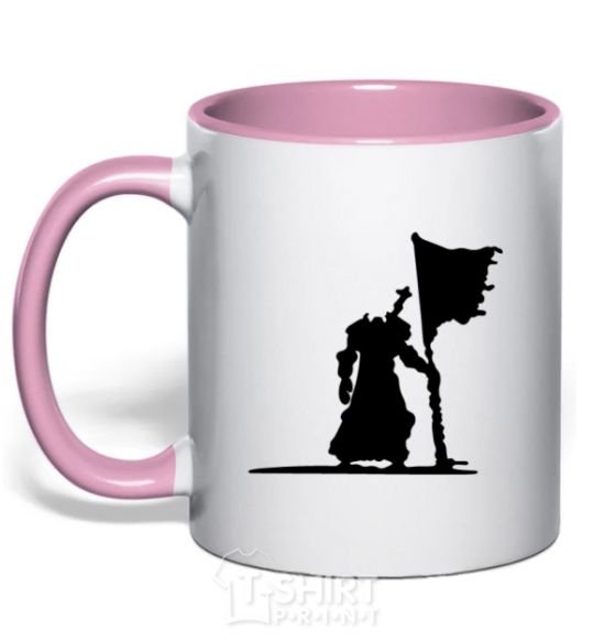 Mug with a colored handle World of Warcraft warrior light-pink фото