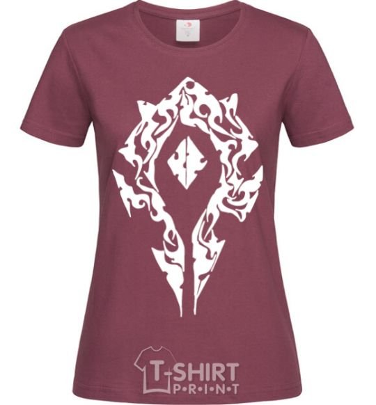 Women's T-shirt World of Warcraft sign burgundy фото