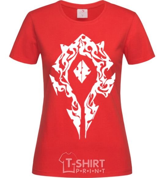 Women's T-shirt World of Warcraft sign red фото