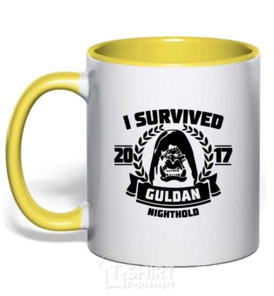 Mug with a colored handle I survived Guldan yellow фото