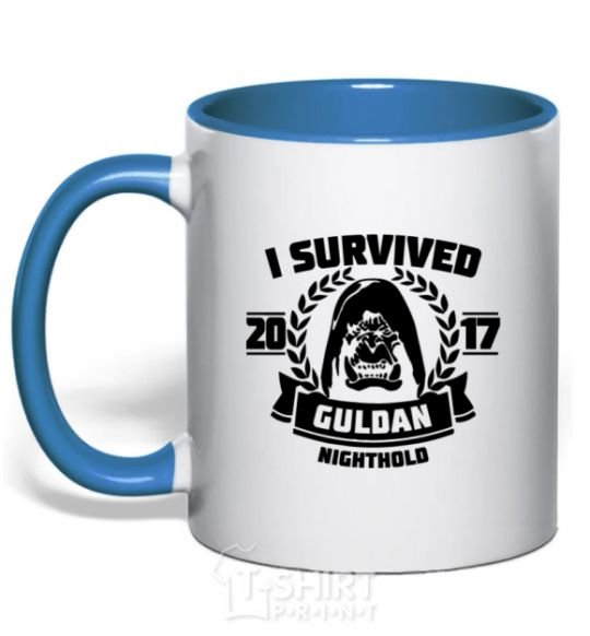 Mug with a colored handle I survived Guldan royal-blue фото