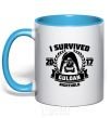 Mug with a colored handle I survived Guldan sky-blue фото