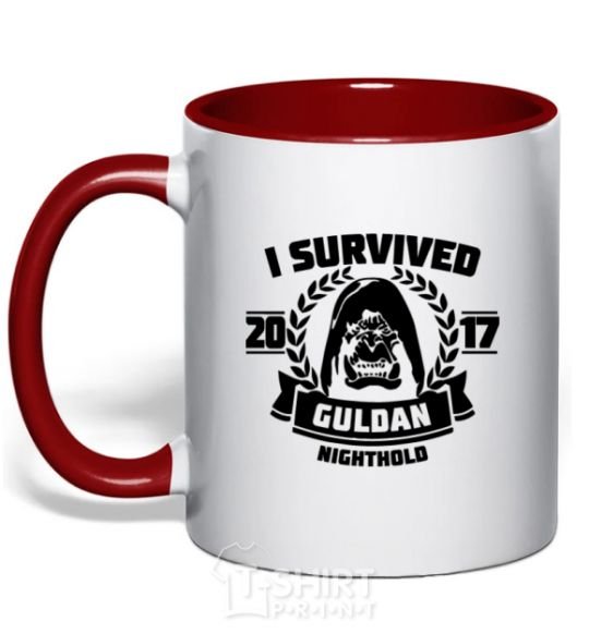 Mug with a colored handle I survived Guldan red фото