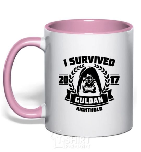Mug with a colored handle I survived Guldan light-pink фото