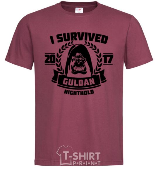 Men's T-Shirt I survived Guldan burgundy фото