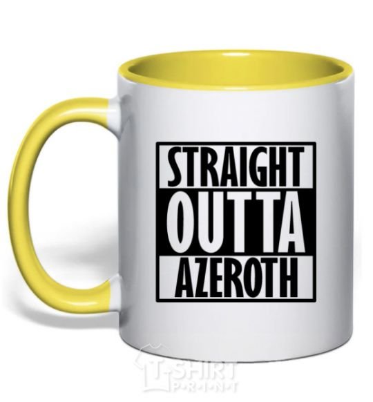 Mug with a colored handle Straight outta azeroth yellow фото