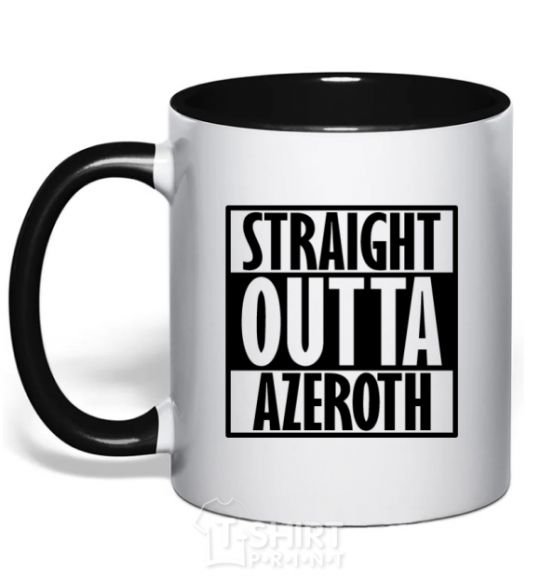Mug with a colored handle Straight outta azeroth black фото