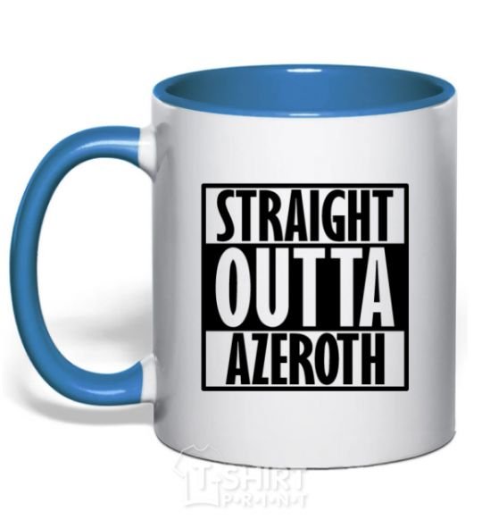 Mug with a colored handle Straight outta azeroth royal-blue фото