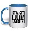 Mug with a colored handle Straight outta azeroth royal-blue фото