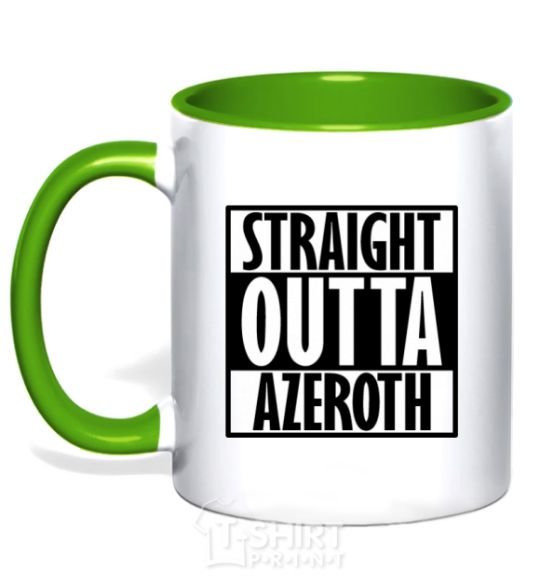 Mug with a colored handle Straight outta azeroth kelly-green фото