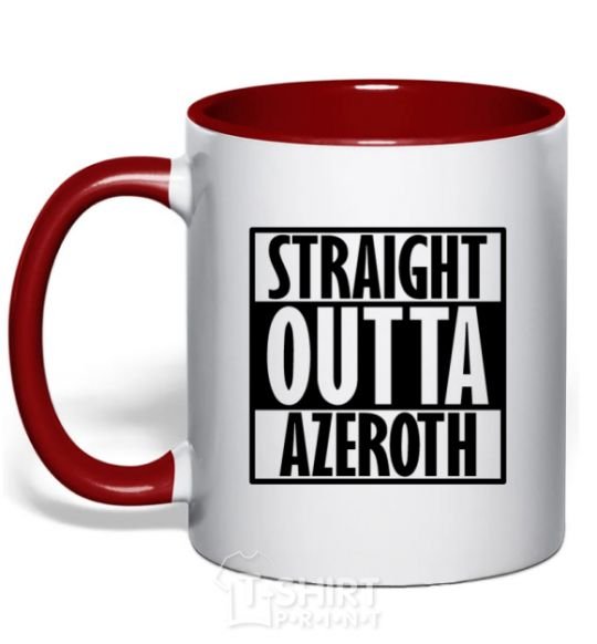 Mug with a colored handle Straight outta azeroth red фото