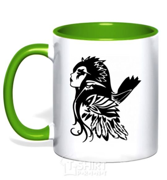 Mug with a colored handle Warcraft Elf kelly-green фото