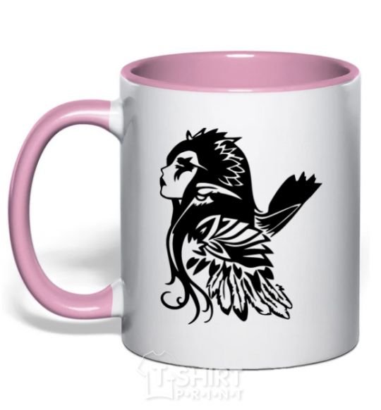 Mug with a colored handle Warcraft Elf light-pink фото