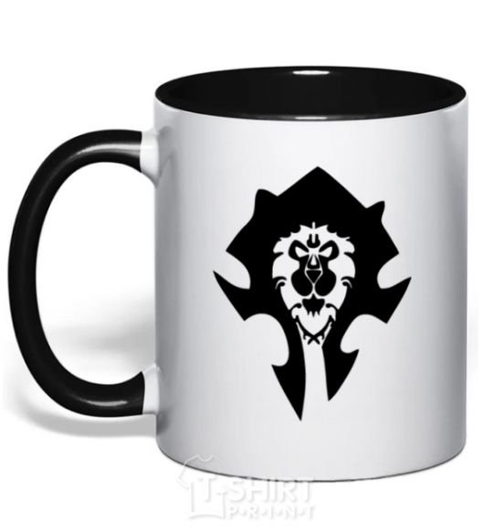 Mug with a colored handle The Bifactional Warcraft Symbol black фото