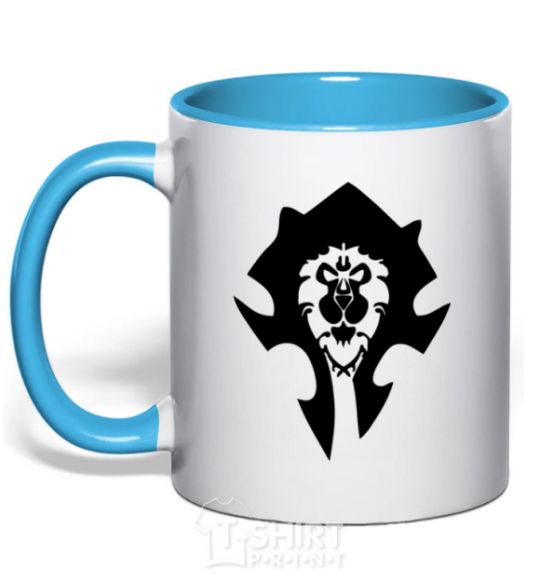 Mug with a colored handle The Bifactional Warcraft Symbol sky-blue фото