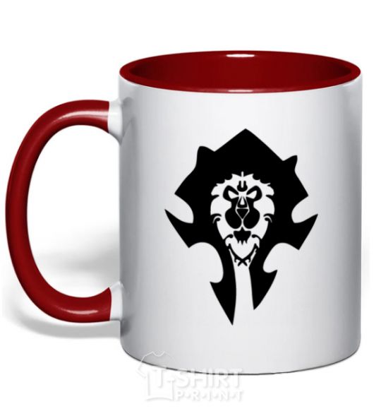 Mug with a colored handle The Bifactional Warcraft Symbol red фото