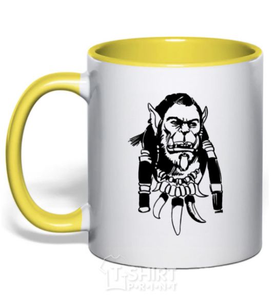 Mug with a colored handle Durotan yellow фото