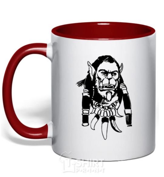 Mug with a colored handle Durotan red фото