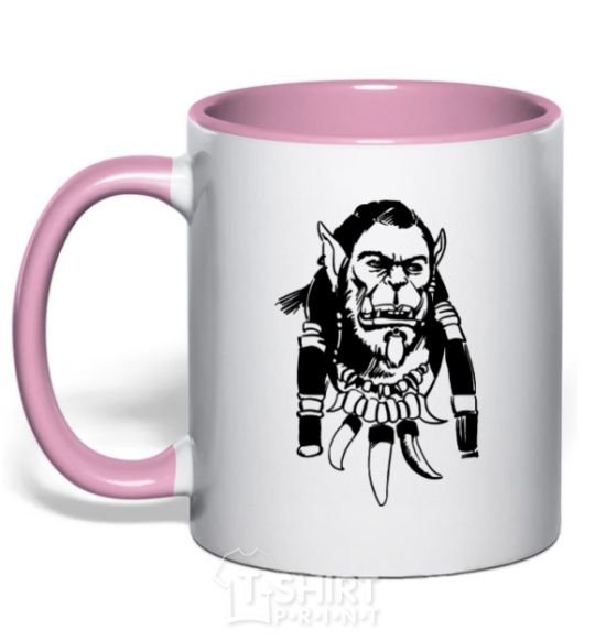 Mug with a colored handle Durotan light-pink фото