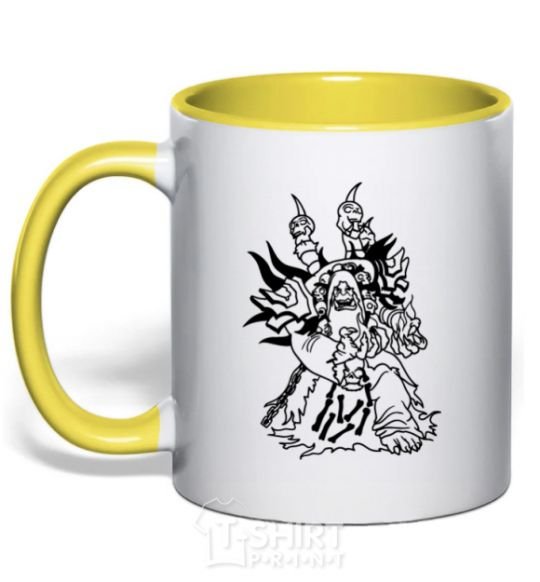 Mug with a colored handle Guldan yellow фото