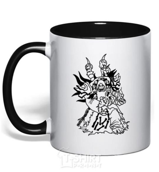 Mug with a colored handle Guldan black фото