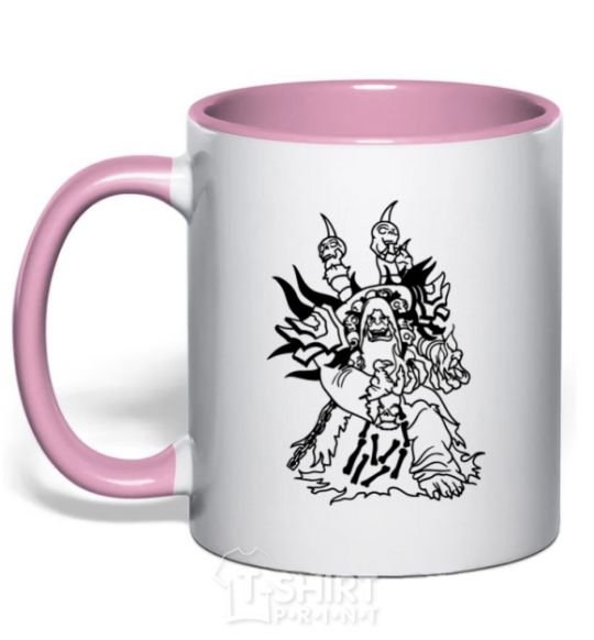 Mug with a colored handle Guldan light-pink фото