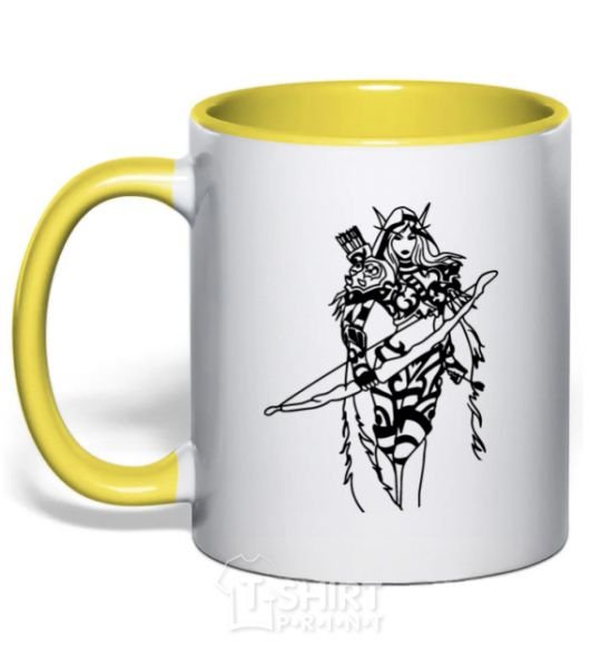 Mug with a colored handle Windrunner yellow фото