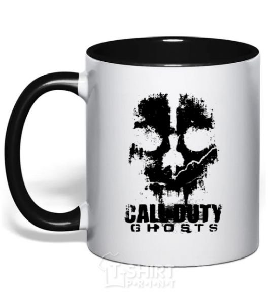 Mug with a colored handle Call of Duty ghosts with skull black фото