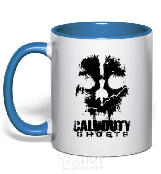 Mug with a colored handle Call of Duty ghosts with skull royal-blue фото