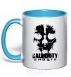 Mug with a colored handle Call of Duty ghosts with skull sky-blue фото