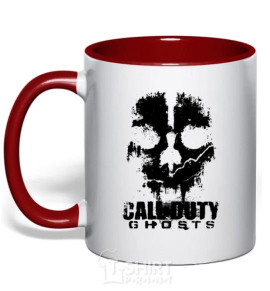 Mug with a colored handle Call of Duty ghosts with skull red фото