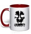 Mug with a colored handle Call of Duty ghosts with skull red фото