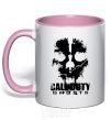 Mug with a colored handle Call of Duty ghosts with skull light-pink фото