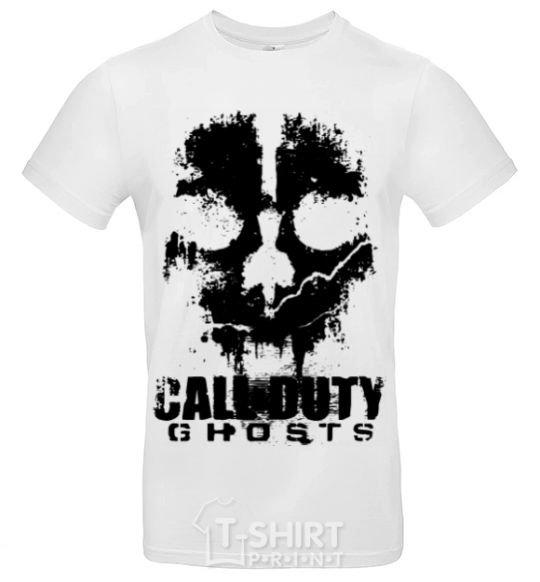 Мужская футболка Call of Duty ghosts with skull Белый фото