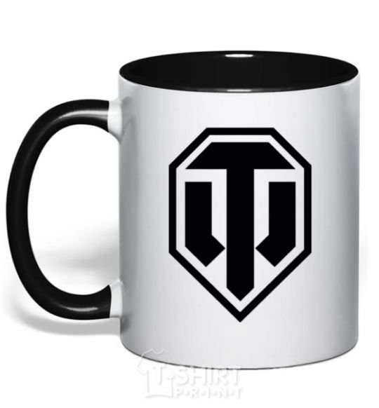 Mug with a colored handle Танки black фото